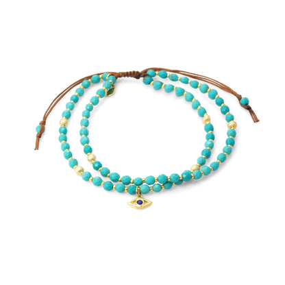 Double Strand Evil Eye Beaded Bracelet