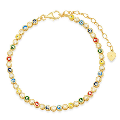 Enamel Evil Eye Gold Bracelet