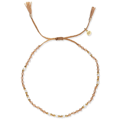 Gold & Blush Beaded Bracelet with Pearl Accents