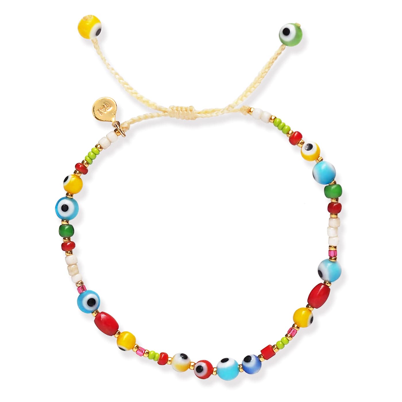 Handmade Beaded Bracelet With Round Evil Eye Beads