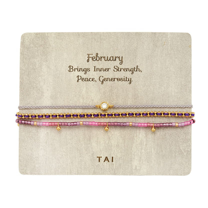 Handmade Pull Tie Birthstone Bracelets | Set Of 3