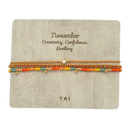 Handmade Pull Tie Birthstone Bracelets | Set Of 3