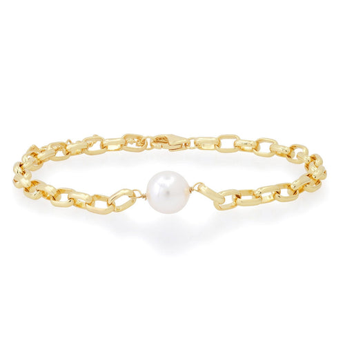 Link Bracelet with Solitaire Pearl