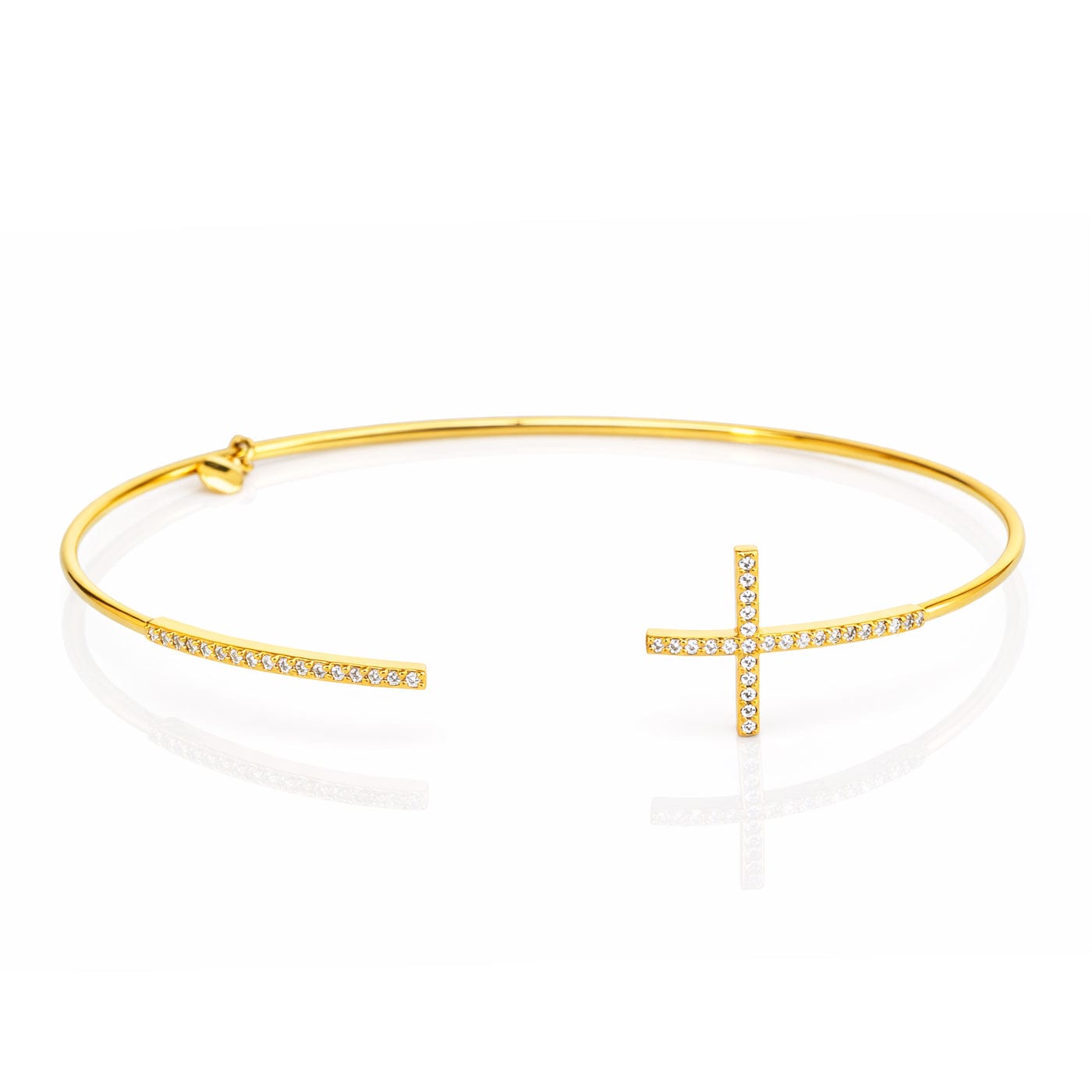 Pave Cross Open Cuff Bracelet