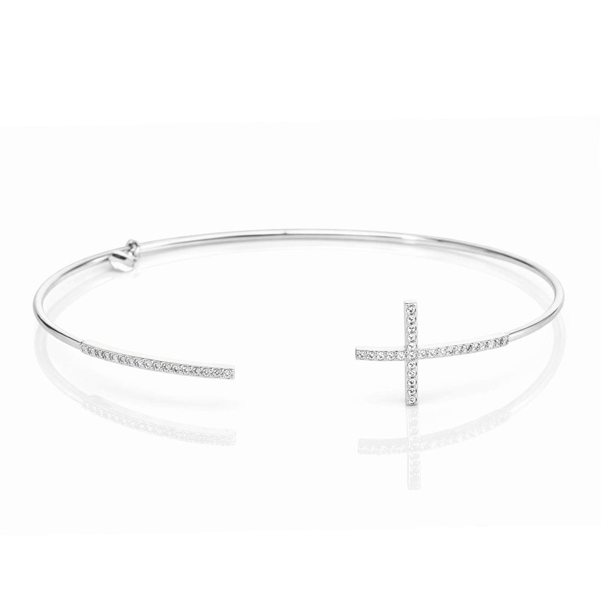 Pave Cross Open Cuff Bracelet