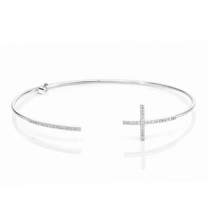 Pave Cross Open Cuff Bracelet