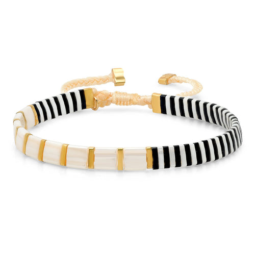 Midnight Mosaic Tila Beaded Bracelet