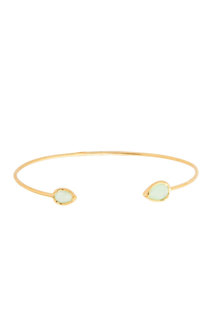 Tear Drop Stone Open Cuff Bracelet