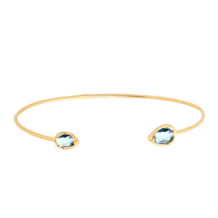 Tear Drop Stone Open Cuff Bracelet