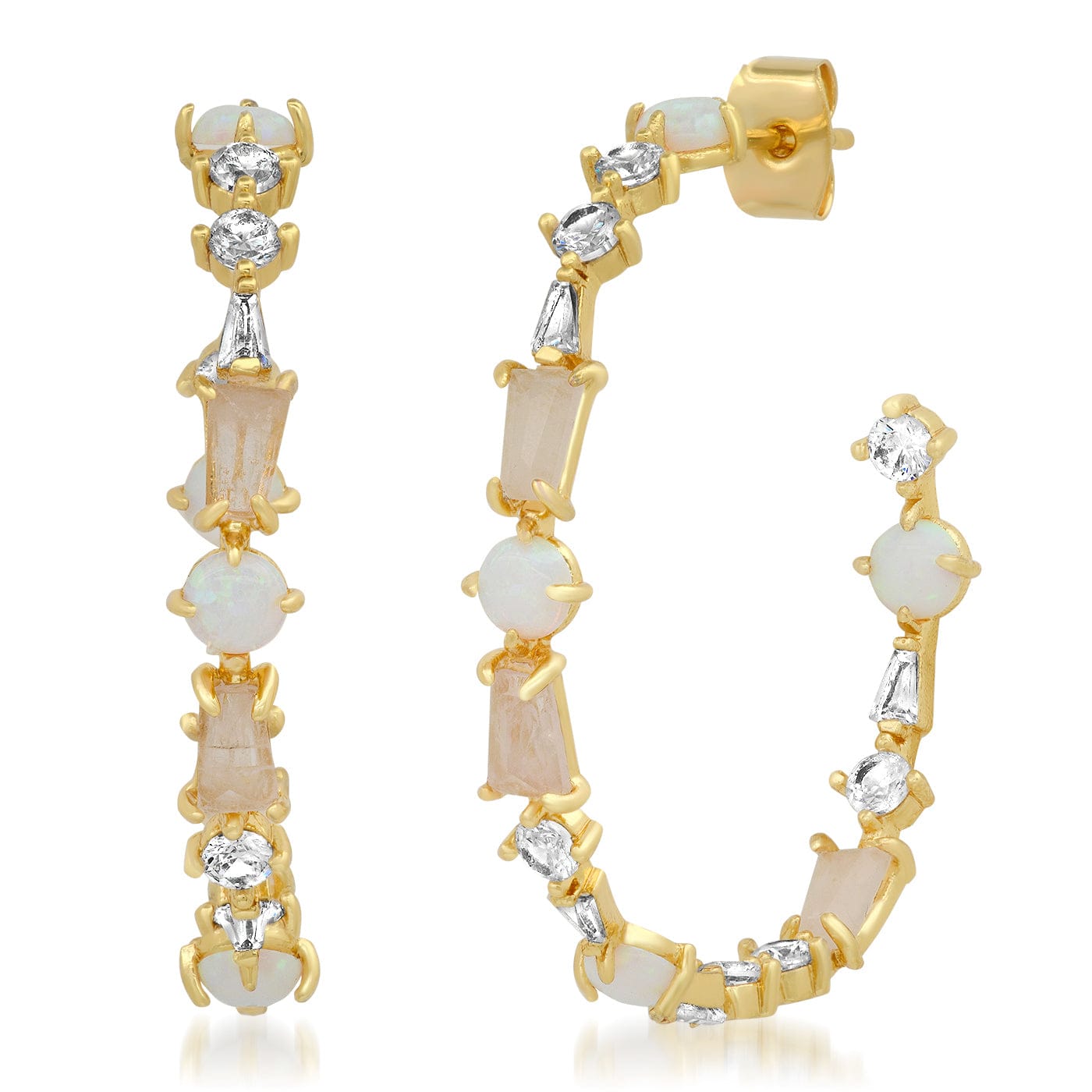 Aqua Mosaic Crystal Hoop Earrings