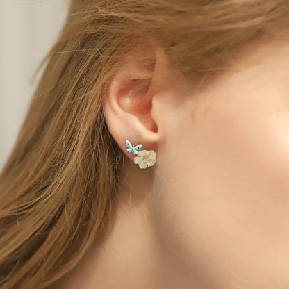 Hand-Carved Flower Stud Earrings