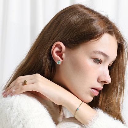 Hand-Carved Flower Stud Earrings