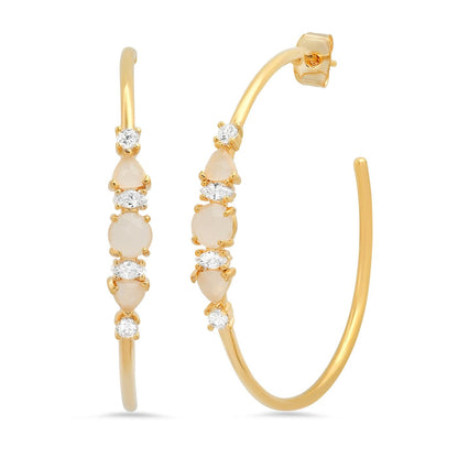 Cat's Eye And Cz Cluster Hoops