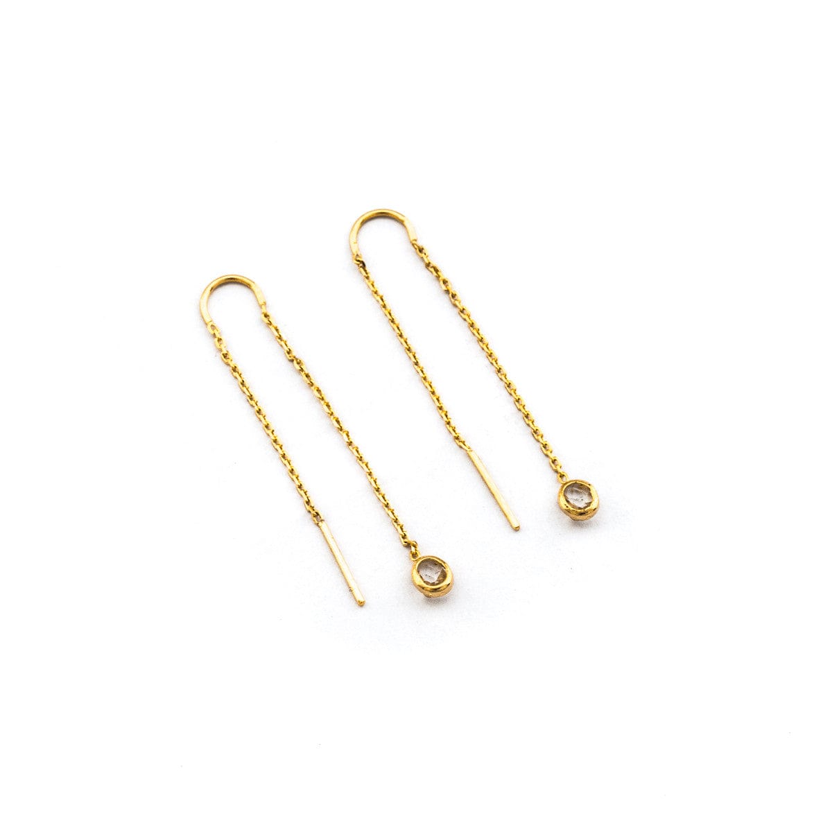 Chain Threader Earrings With Circle Charm
