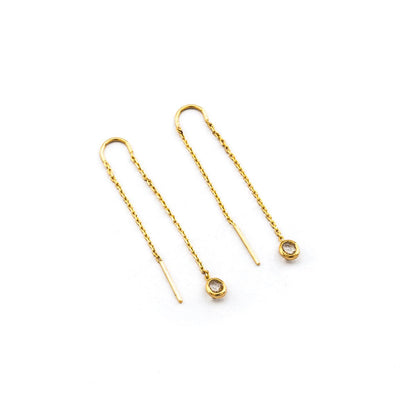 Chain Threader Earrings With Circle Charm