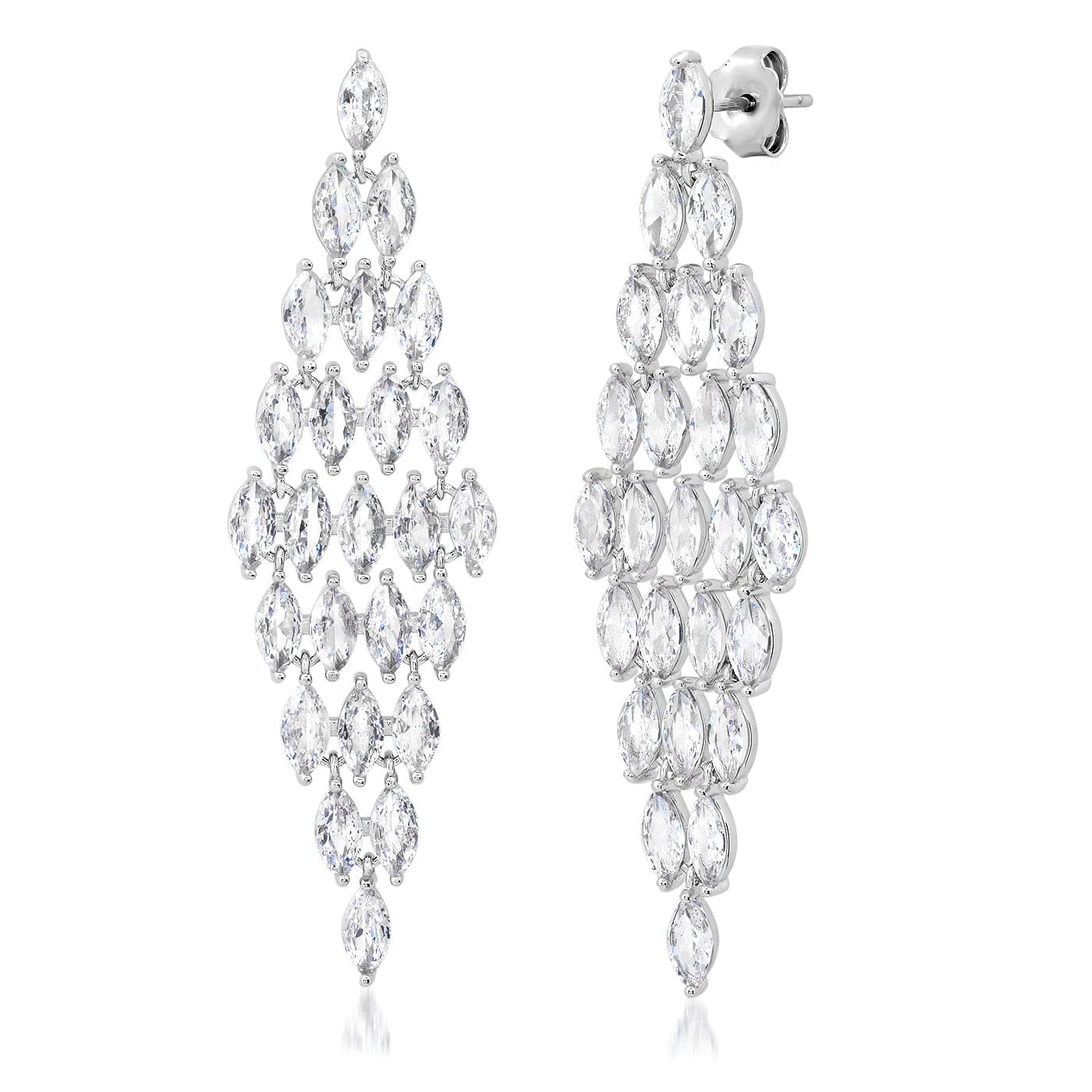 Clear Cascading Marquis Chandelier Earrings