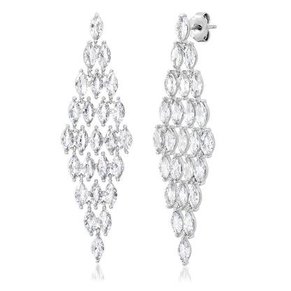 Clear Cascading Marquis Chandelier Earrings