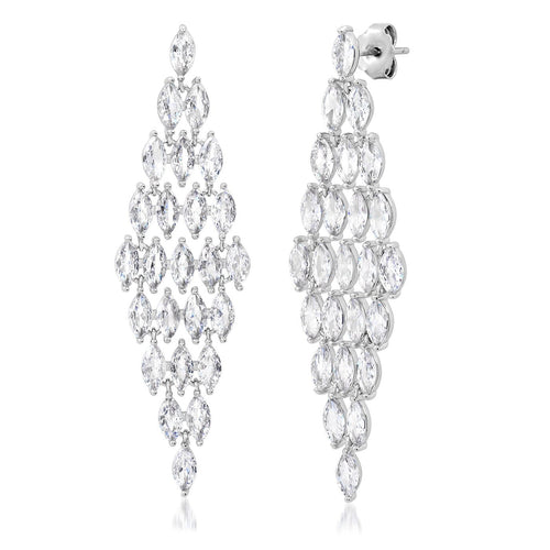Clear Cascading Marquis Chandelier Earrings