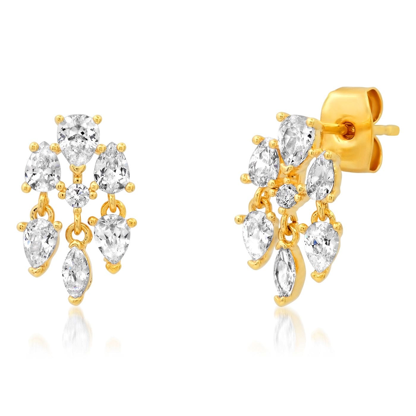 CZ Cluster Stud With Dangles