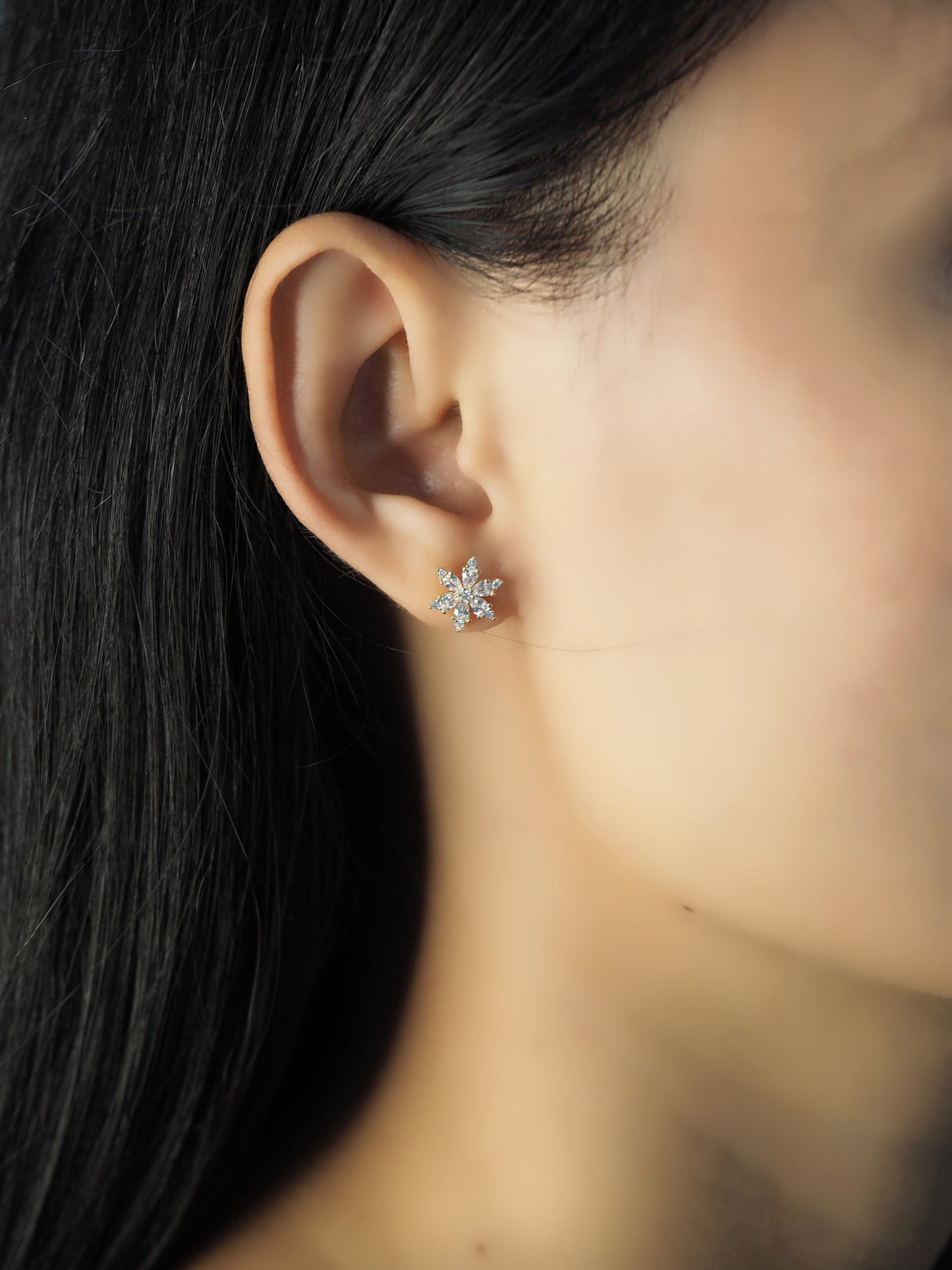 Cz Snowflake Studs