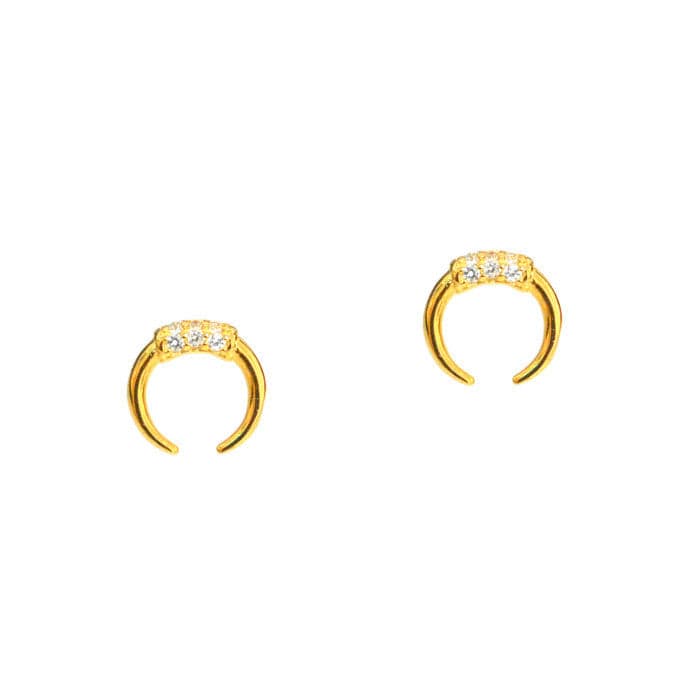 Double Horn Studs With Pave Accents