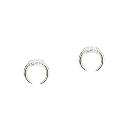 Double Horn Studs With Pave Accents