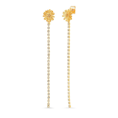 Flower Studs with CZ Linear Drop