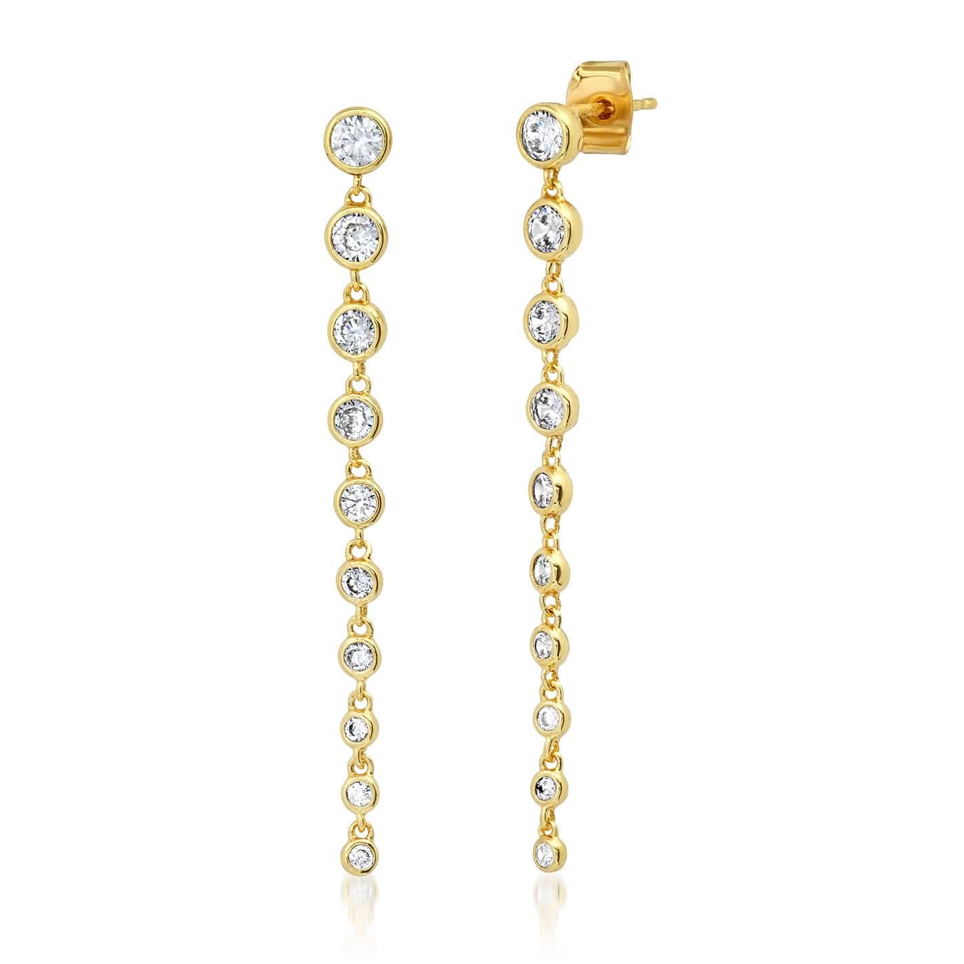 Graduated Bezel Set Linear CZ Earrings