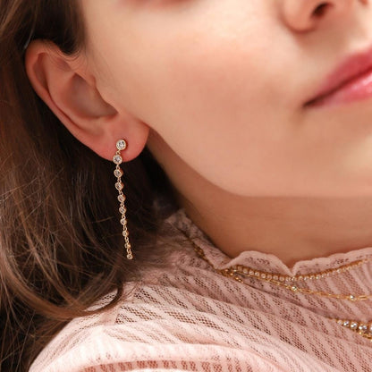 Graduated Bezel Set Linear CZ Earrings