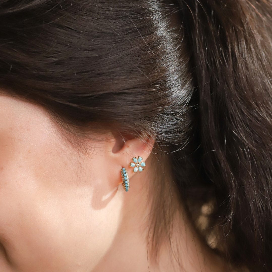 Huggies Encrusted With Colored Stones And CZ Stones