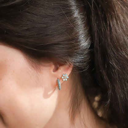 Huggies Encrusted With Colored Stones And CZ Stones
