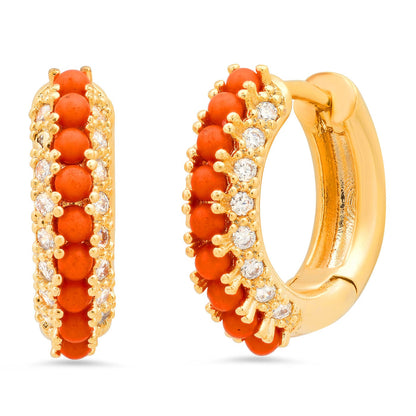 Huggies Encrusted With Colored Stones And CZ Stones
