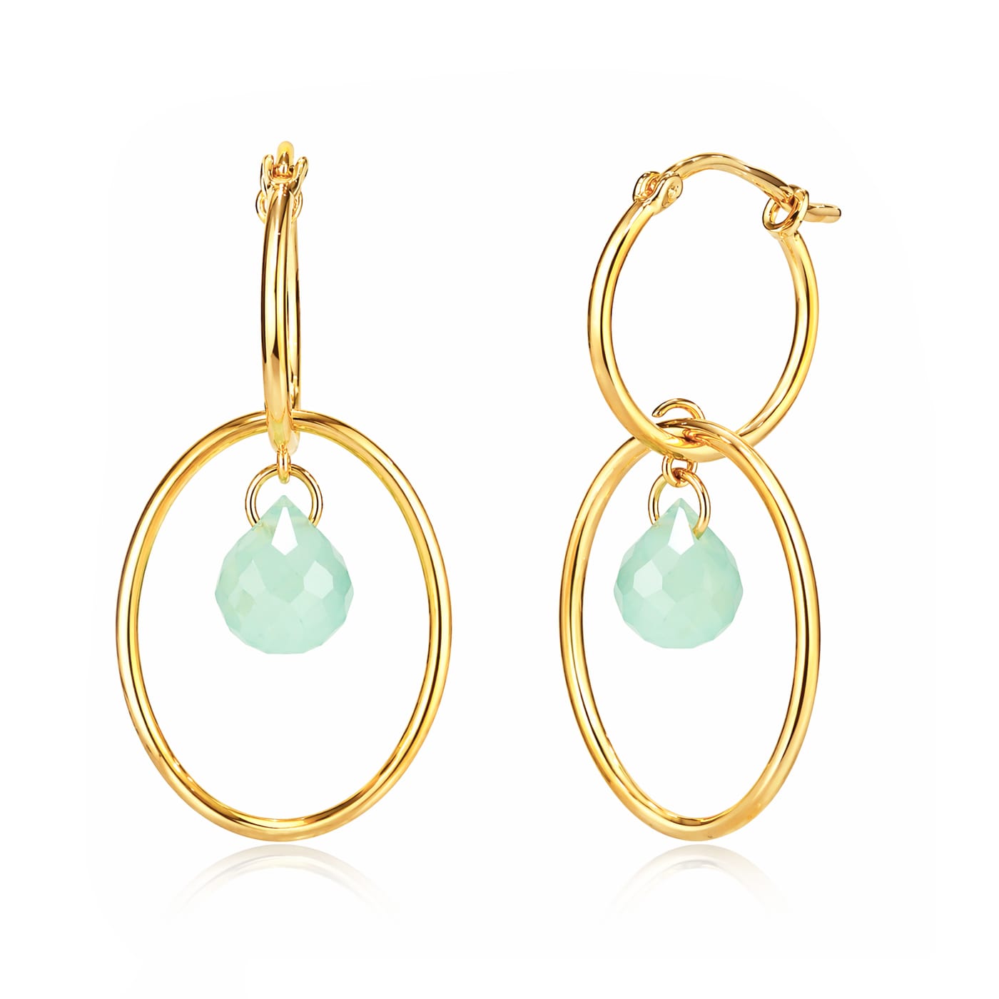 Light Mint Huggie With Hoop Earring