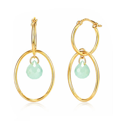Light Mint Huggie With Hoop Earring