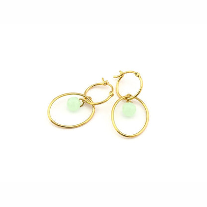 Light Mint Huggie With Hoop Earring