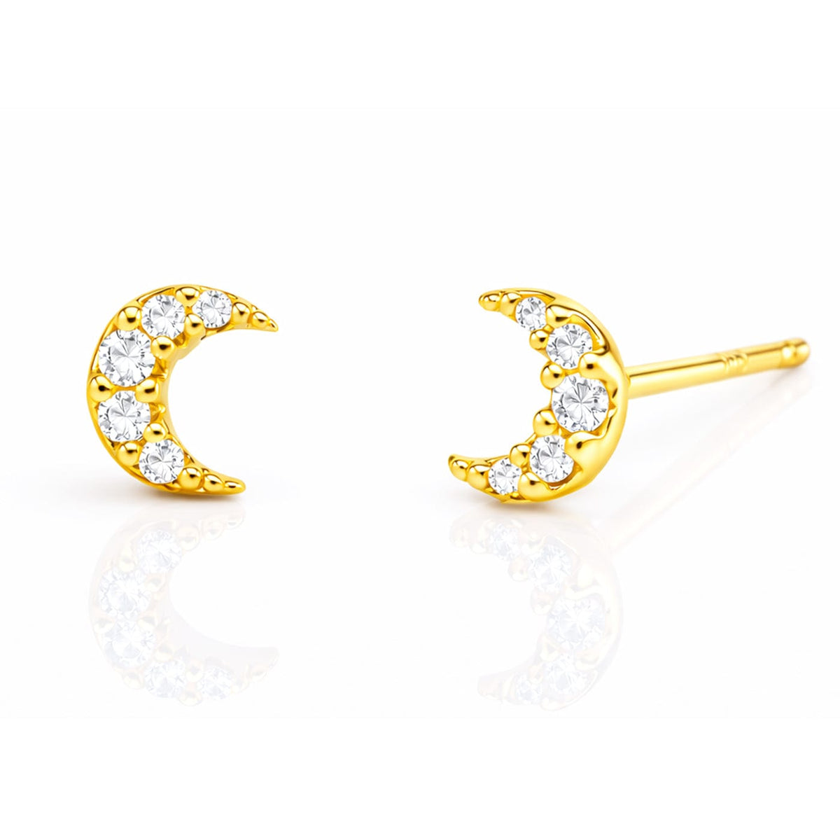 Mini Pave Moon Earrings