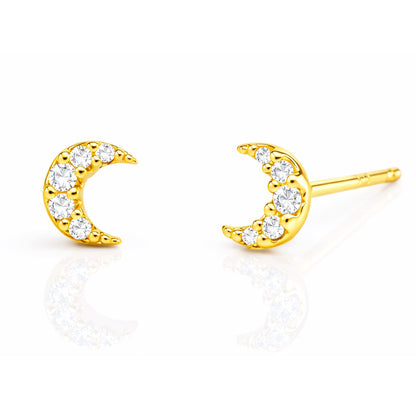 Mini Pave Moon Earrings