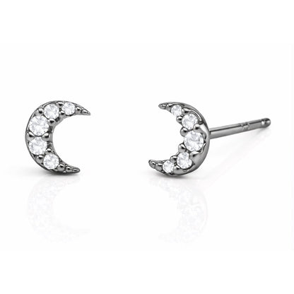 Mini Pave Moon Earrings