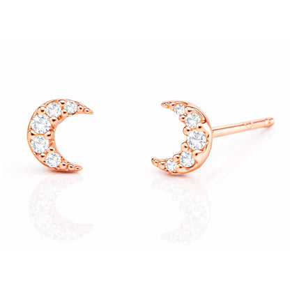 Mini Pave Moon Earrings