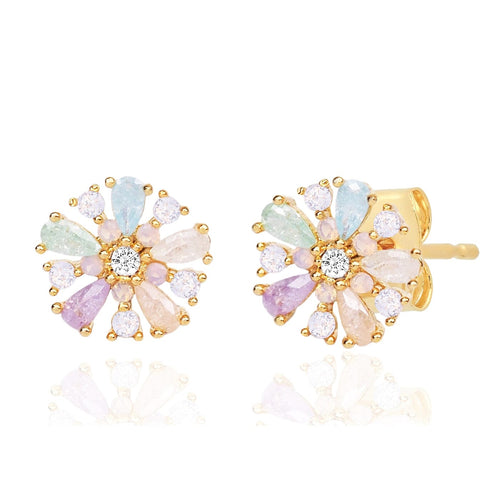 Pastel Gemstone Flower Studs