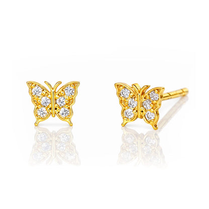 Pave Butterfly Post Earrings