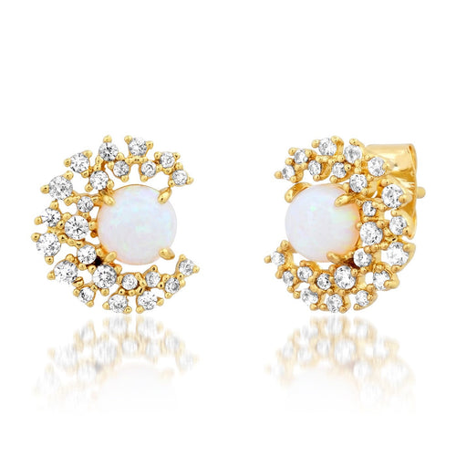 Pave CZ Crescent with Opal Stone