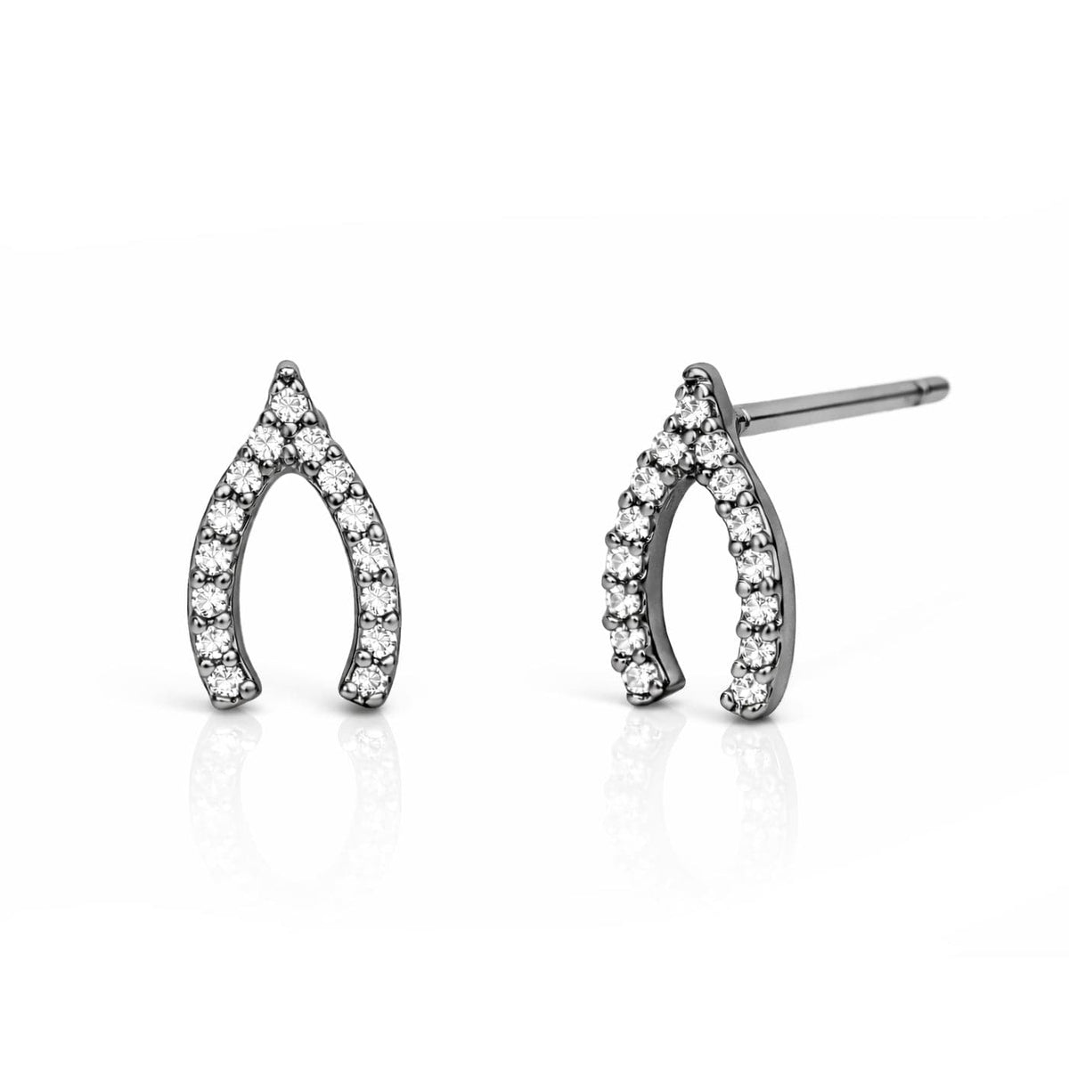 Pave Mini Wishbone Earrings