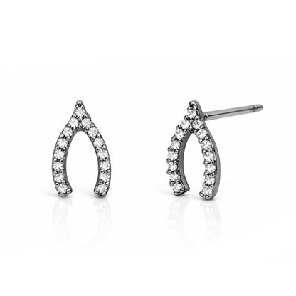 Pave Mini Wishbone Earrings