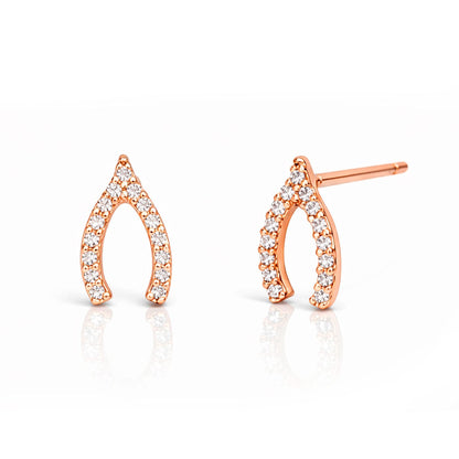 Pave Mini Wishbone Earrings
