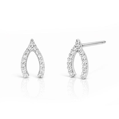 Pave Mini Wishbone Earrings