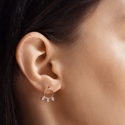 Pave Sideways Hoops With Baguette Accents