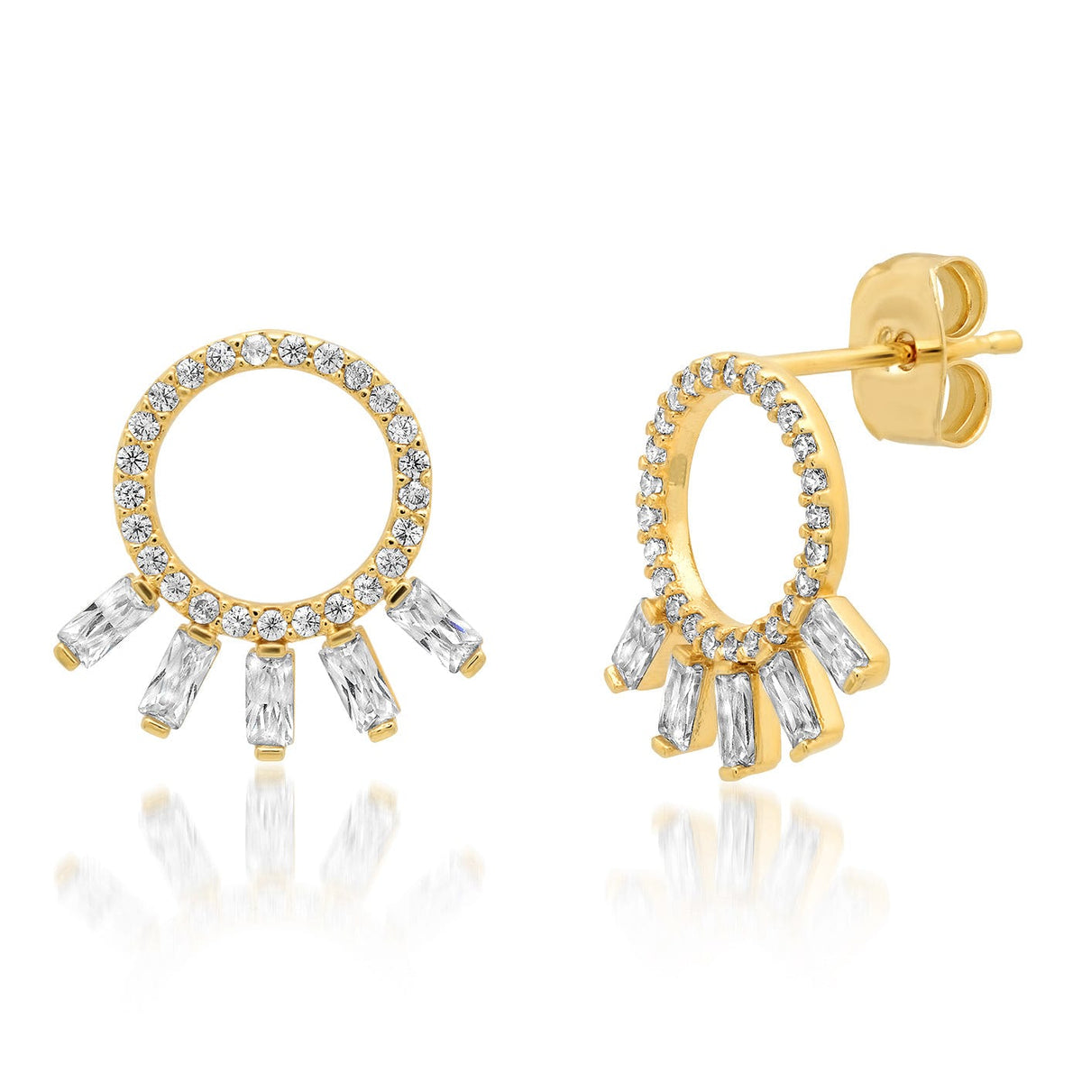 Pave Sideways Hoops With Baguette Accents