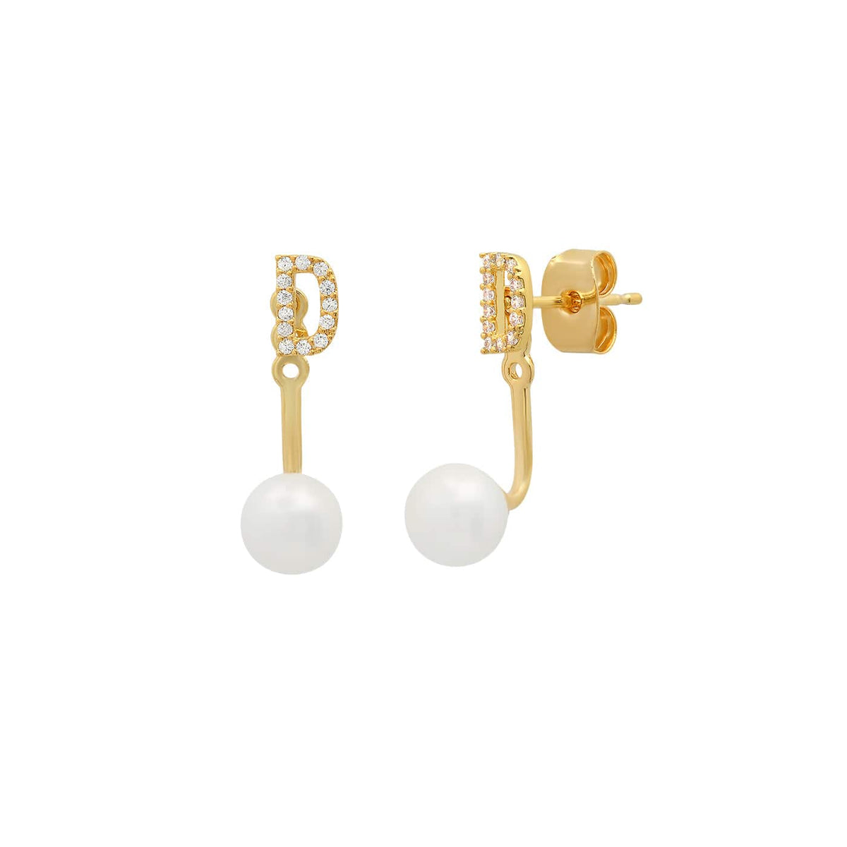 Pearl And CZ Monogram Ear Jacket