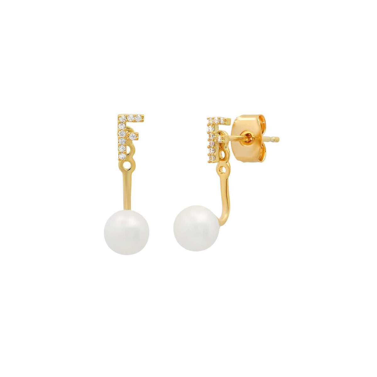 Pearl And CZ Monogram Ear Jacket